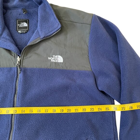 The North Face Hybrid Fleece Jacket Men's Size XL Blue with Gray Nylon Shoulders - Picture 3 of 6